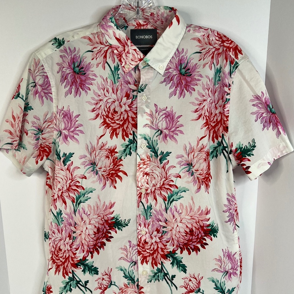 BONOBOS Men's Standard Fit Short Sleeve Button Down Shirt Size Medium